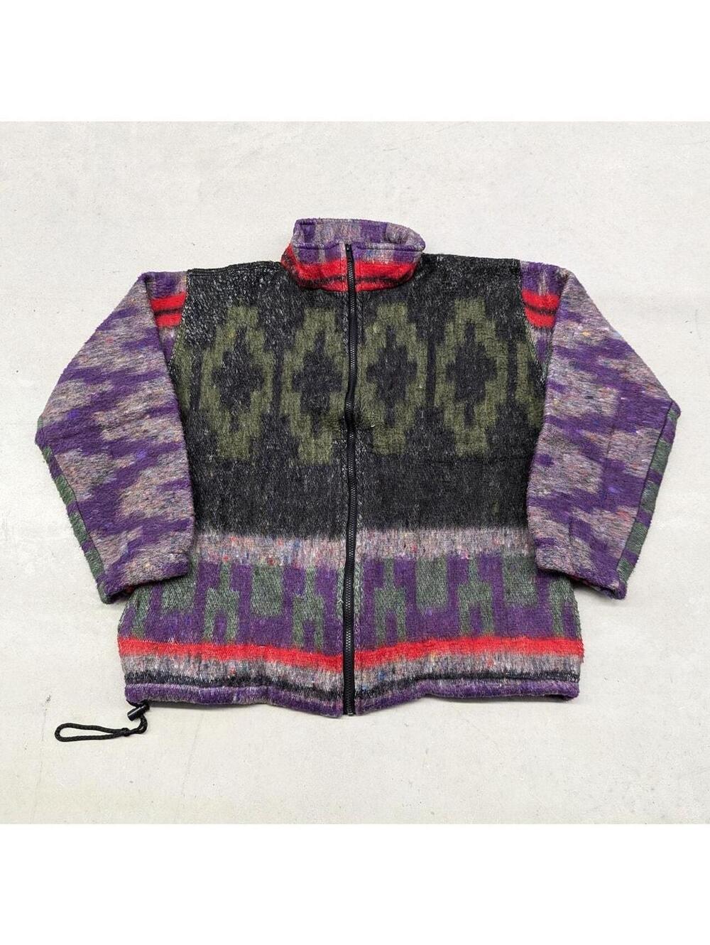 Vintage 90s Molina abstract Made in Mexico zip up sweater